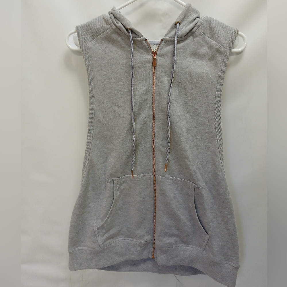 ☁️ Sleeveless Zip-Up Hooded Sweatshirt Vest - Gray ☁️